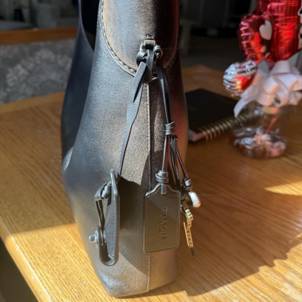 New Coach Black Brown Leather Brooklyn Shoulder Bag 28 - Picture 7 of 7